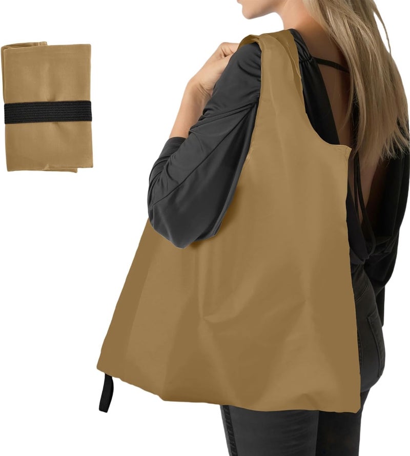 Criyar Foldable Shopping Bag, Washable Reusable Grocery with Holder, Nylon Tote Bags - Image 1